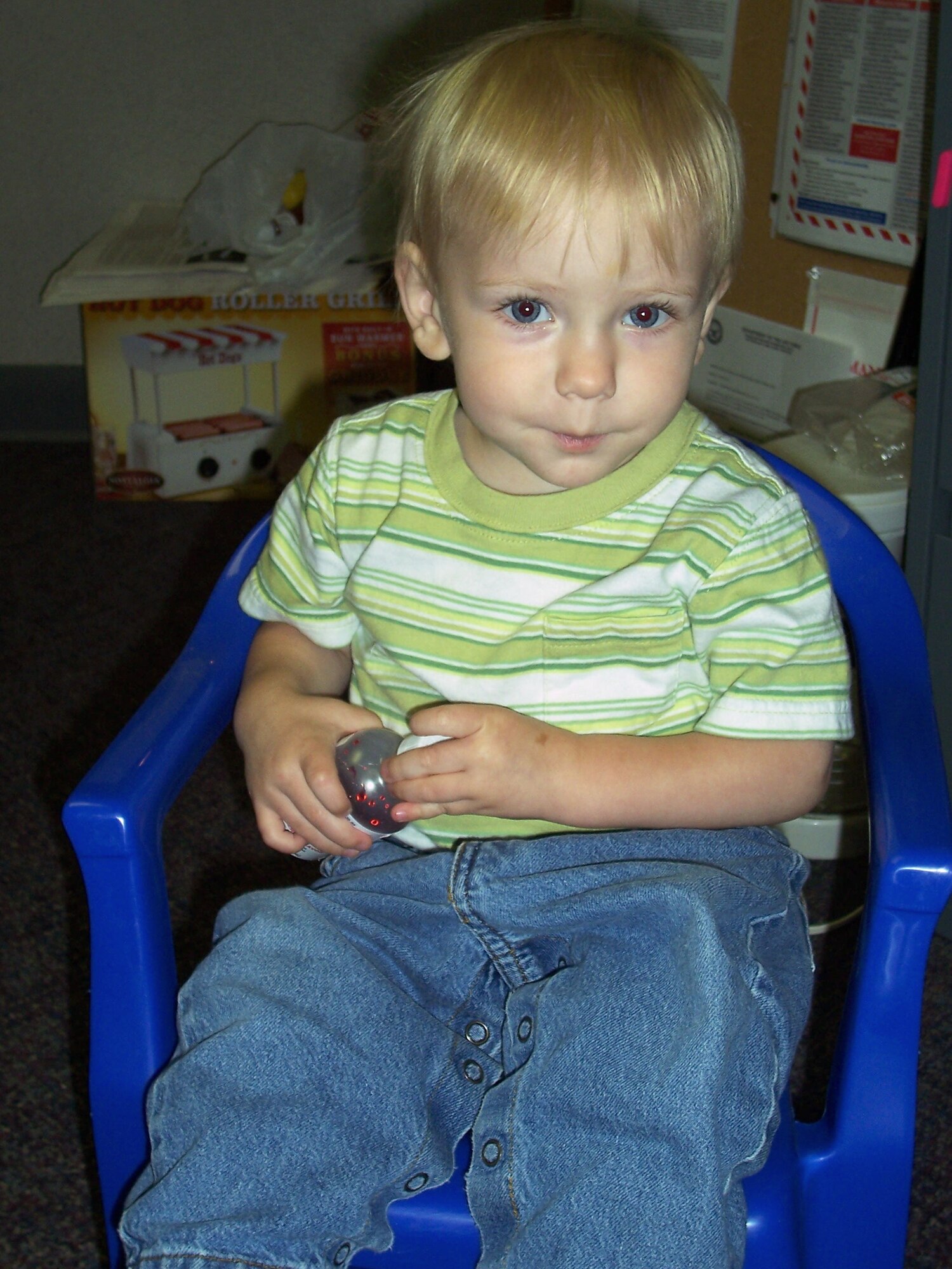 Hayden Mersky, son of Tech. Sgt. Steve and Stacy Mersky, won second place at the Tantalizing Toddler contest held at the community activities center. The contest, which is held annually, features photos that are voted on by community center patrons. There were 11 children in the contest and all participants received a prize. (courtesy photo)
