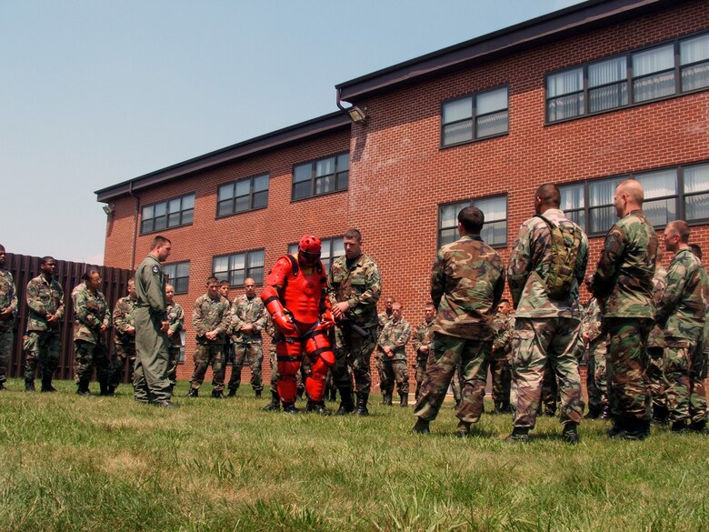 Students in the Air Force Phoenix Raven Course 06-F participate in a use of force scenario as part of training in the course Aug. 1, 2006, at Fort Dix, N.J.  The scenario is one of many specialized training scenarios the Raven students go through in the course.  The U.S. Air Force Expeditionary Center's 421st Combat Training Squadron teaches the course to military security personnel of all the armed services. The course recently celebrated it's 10th anniversary as the training was established in 1997.  (U.S. Air Force Photo/Tech. Sgt. Scott T. Sturkol)