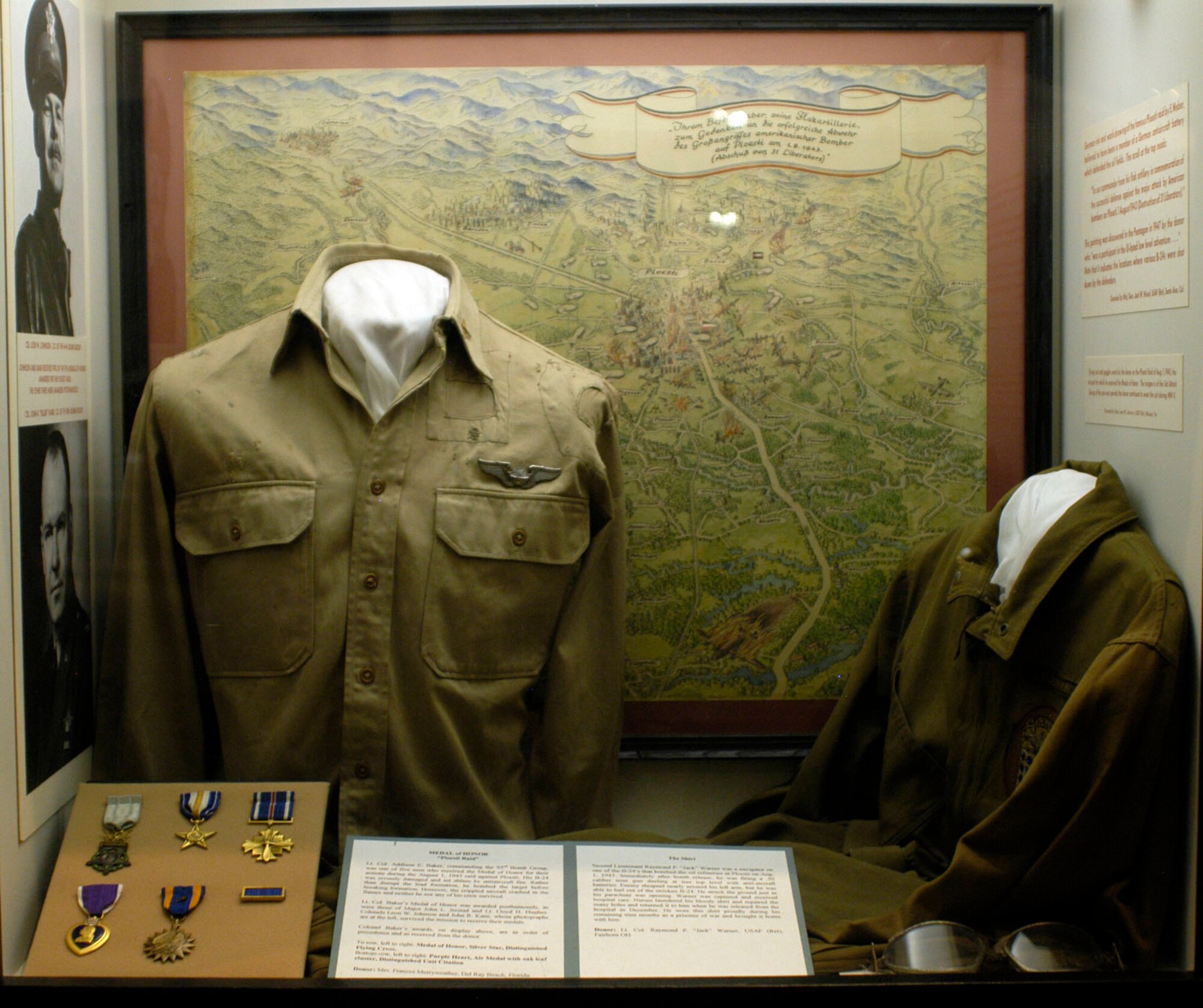 DAYTON, Ohio - Uniforms worn during the Ploesti raid on display in the World War II Gallery at the National Museum of the U.S. Air Force. (U.S. Air Force photo)
