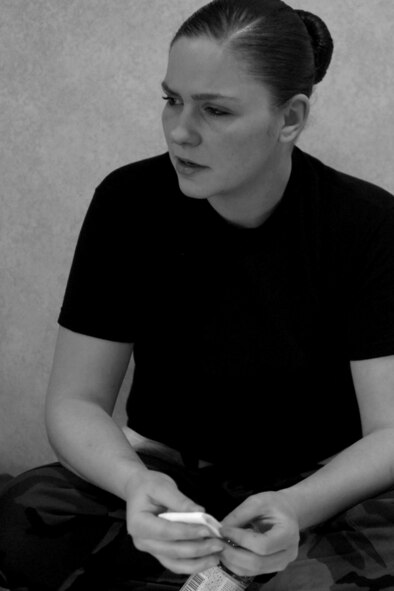 Airman Stephanie Holler, 100th Maintenance Squadron, recounts the events that led up to her receiving a DUI charge. (U.S. Air Force photo by Senior Airman Teresa Hawkins)