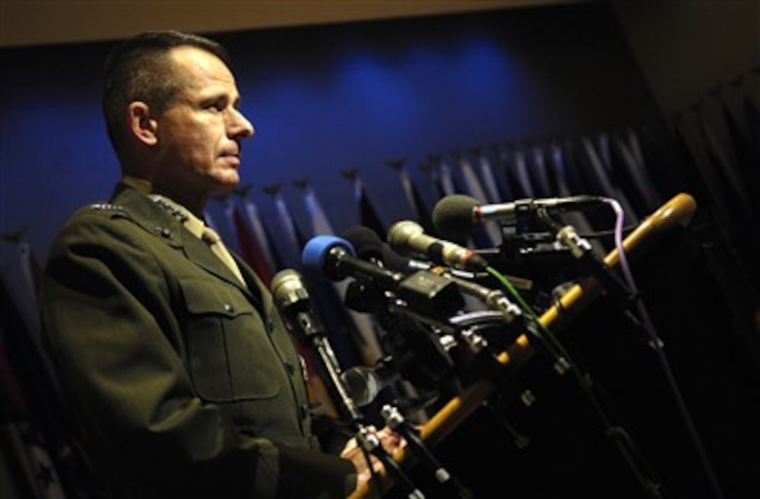 "Where words fail, this exhibit succeeds in memorializing servicemembers who have given their all," said Chairman of the Joint Chiefs of Staff Gen. Peter Pace  during the closing ceremony of the "Faces of the Fallen" exhibit in Arlington Va., June 7, 2007. 