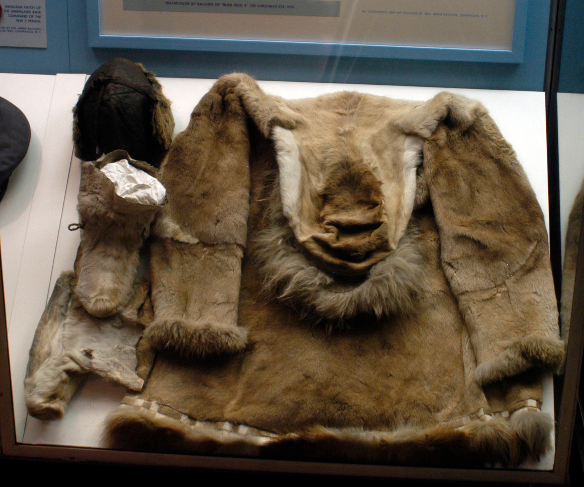 DAYTON, Ohio -- This cold weather clothing worn in the Arctic by Col. Bernt Balchen is on display in the World War II Gallery of the National Museum of the U.S. Air Force. Donated by Col. (Ret.) Bernt Balchen of Chippaqua, N.Y. (U.S. Air Force photo)