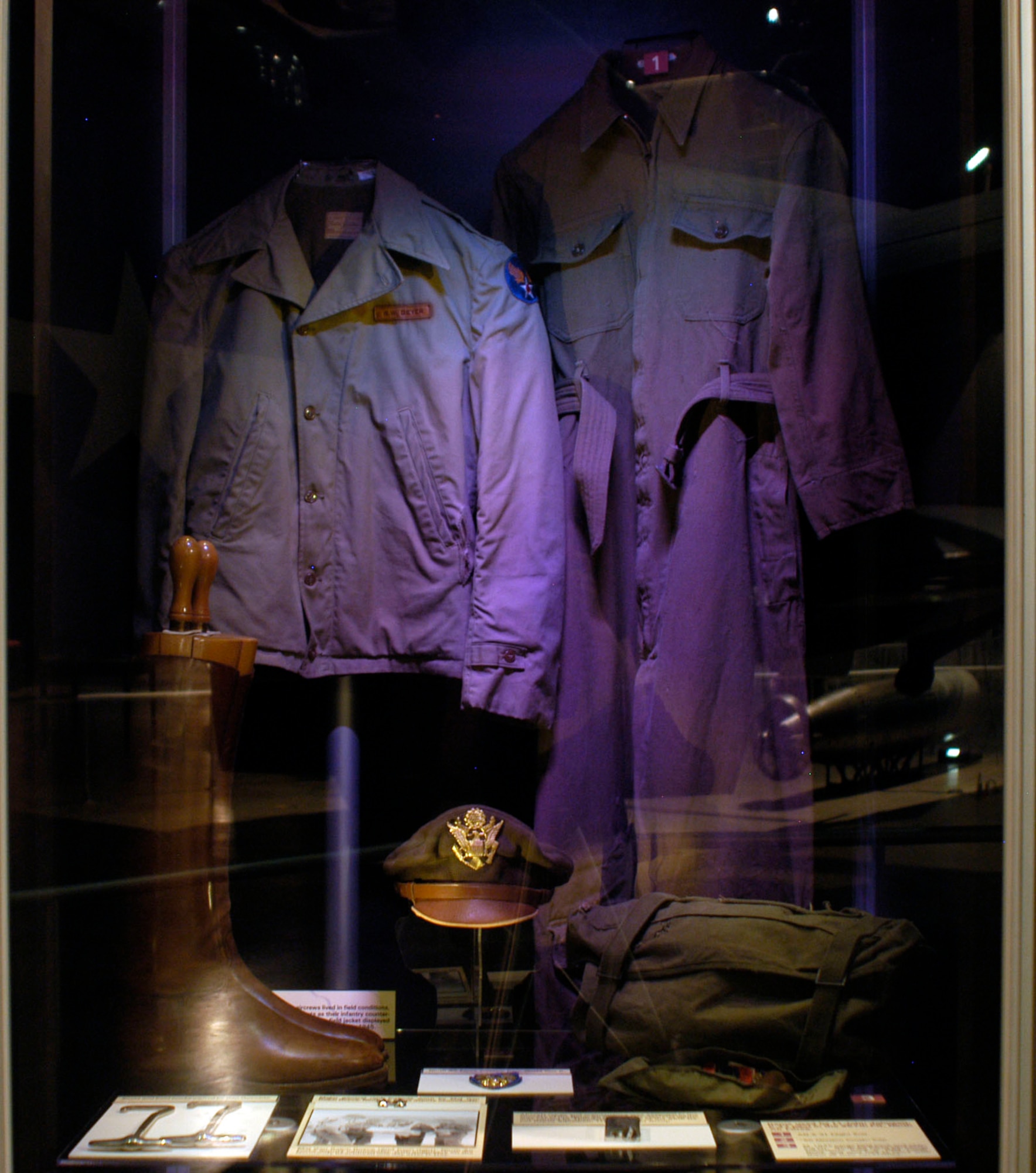 DAYTON, Ohio - 9th Air Force field jacket on display in the World War II Gallery at the National Museum of the U.S. Air Force. (U.S. Air Force photo)
