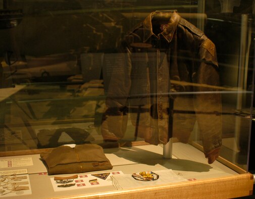 DAYTON, Ohio - Items worn by B-25 crewman 1st Lt. Max Lewis on display in the World War II Gallery at the National Museum of the U.S. Air Force. (U.S. Air Force photo) 