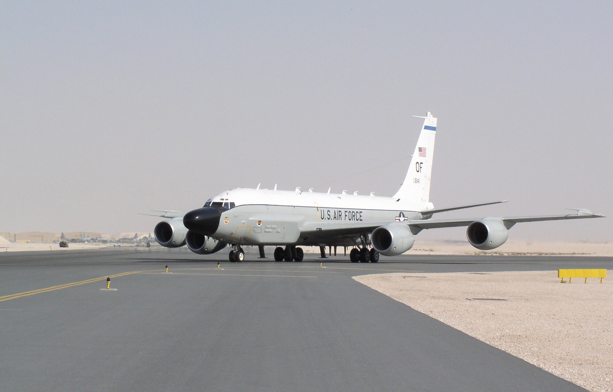RC-135V/W Rivet Joint reconnaissance aircraft support Operations Iraqi and Enduring Freedom with near real time on-scene intelligence collection, analysis and dissemination capabilities. (U.S. Air Force photo)
        