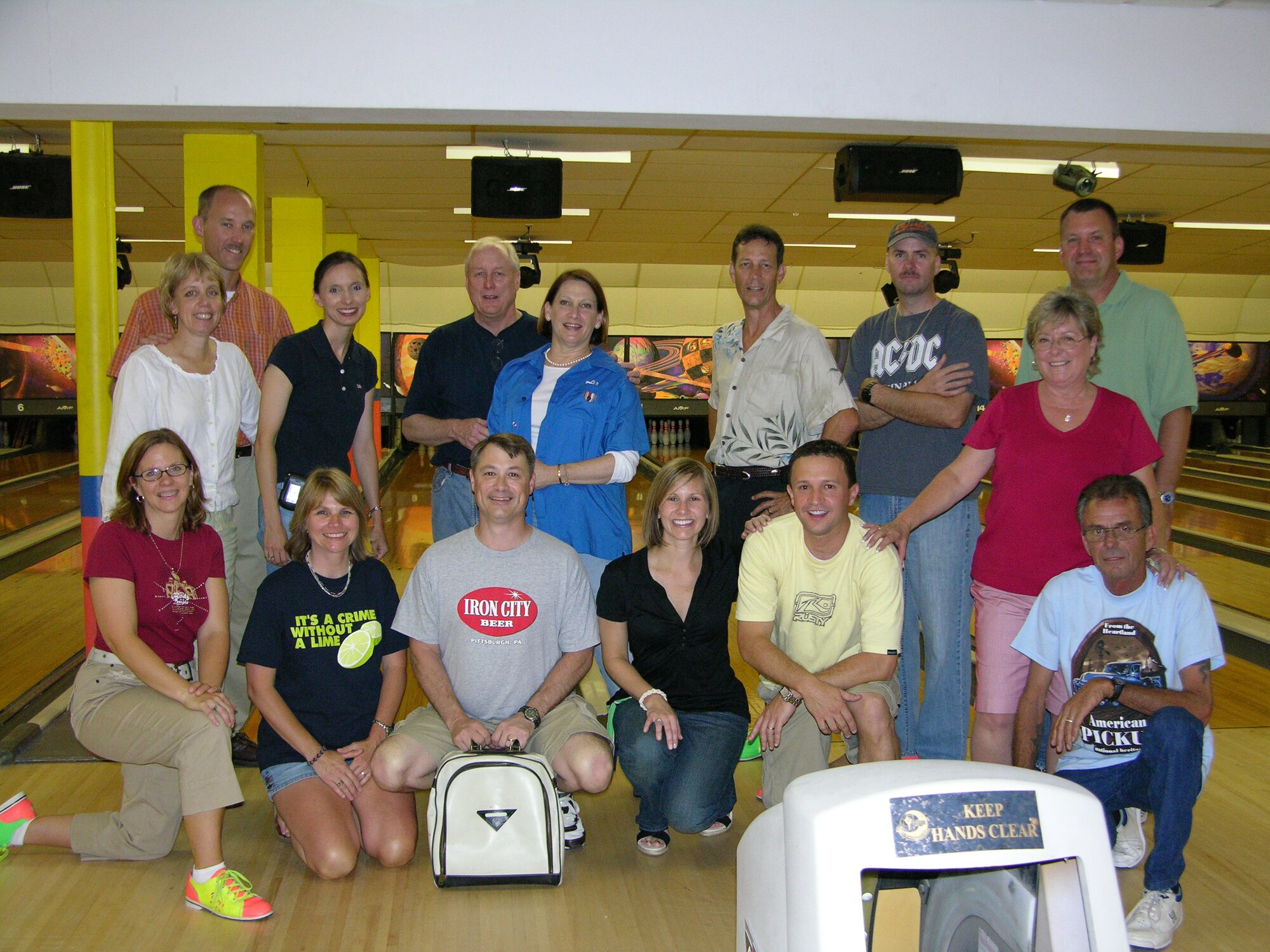 Just before the June UTA members of the wing staff from the 916th Air Refueling Wing enjoy a night out of bowling. The 916th ARW is a reserve unit located at Seymour Johnson Air Force Base, NC. They fly the KC135-R Stratotanker which provides worldwide aerial refueling. (U.S. Air Force photo)  