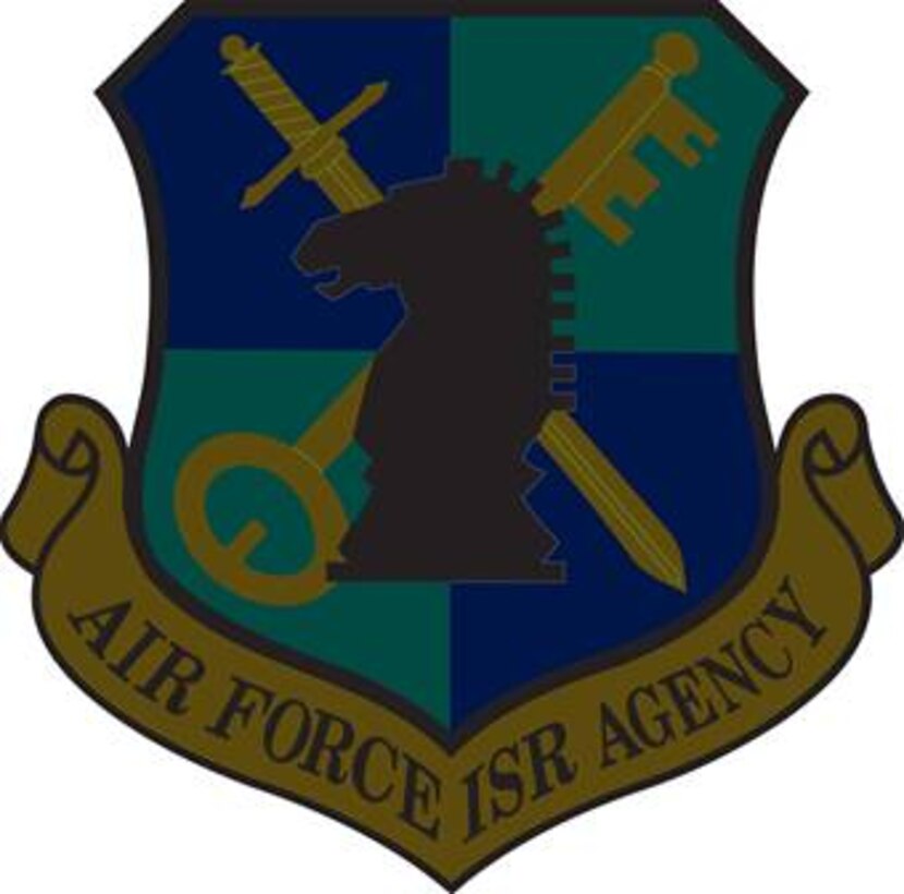 Air Force Intelligence, Surveillance and Reconnaissance Agency Shield (Camouflage). Previously known as the Air Intelligence Agency.  Image provided by the Air Force Historical Research Agency. In accordance with Chapter 3 of AFI 84-105, commercial reproduction of this emblem is NOT permitted without the permission of the proponent organizational/unit commander. The image is 6x6 inches @ 300 ppi.