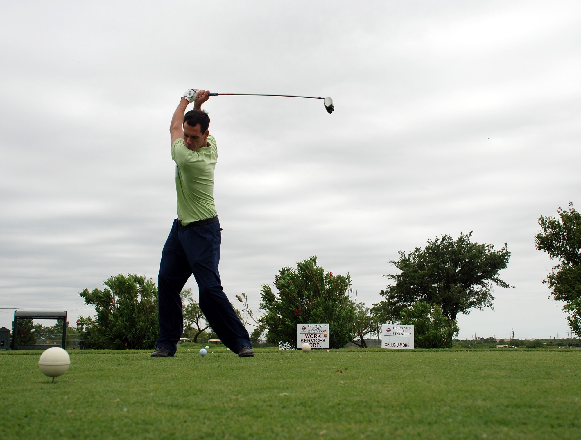 Tye Curran, Midwestern State University, hits a drive at the 37th Annual Board of Commerce and Industry/Sheppard Air Force Base Golf Tournament June 8 at Wind Creek Golf Course. (U.S. Air Force photo/Airman 1st Class Jacob Corbin)