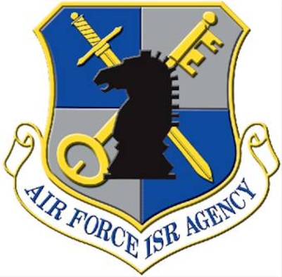The shield of the Air Force Intelligence, Surveillance and Reconnaissance Agency at Lackland Air Force Base, Texas.