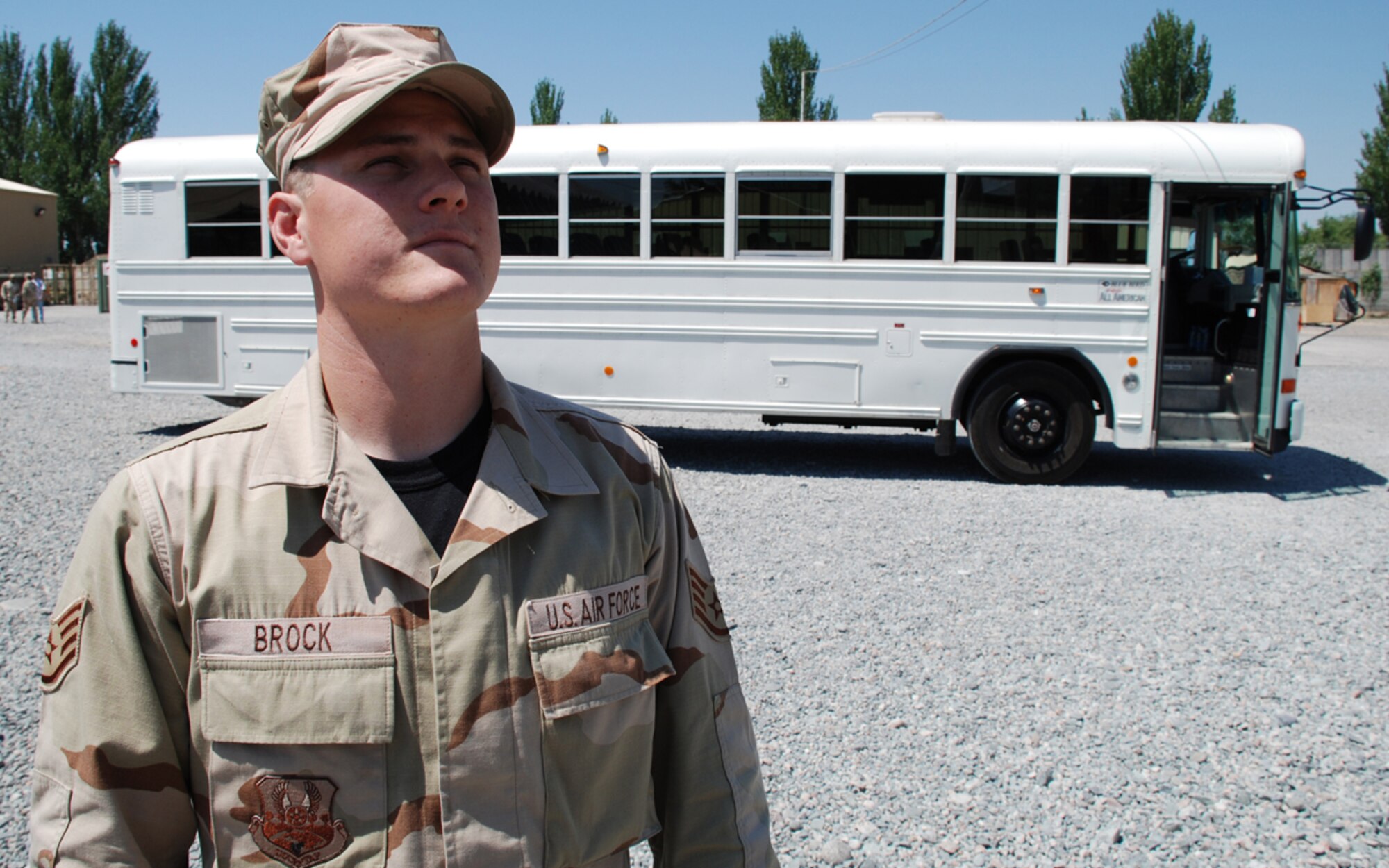 Staff Sgt. Douglas Brock, 376th Logistics Readiness Squadron member, looks forward to his next customer pick up and delivery.  (Air Force photo/Capt. Stan Paregien)