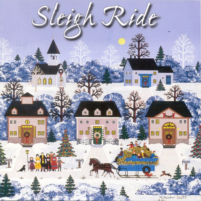 Album / CD Cover of USAF Heritage of America Band 1998 recording entitled Sleigh Ride and featuring the concert band.