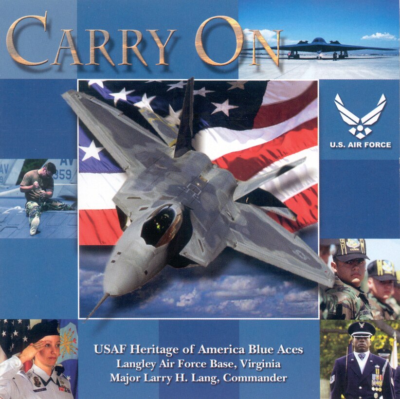 Album / CD Cover of USAF Heritage of America Band 2002 recording entitled Carry On and featuring popular music ensemble Blue Aces.