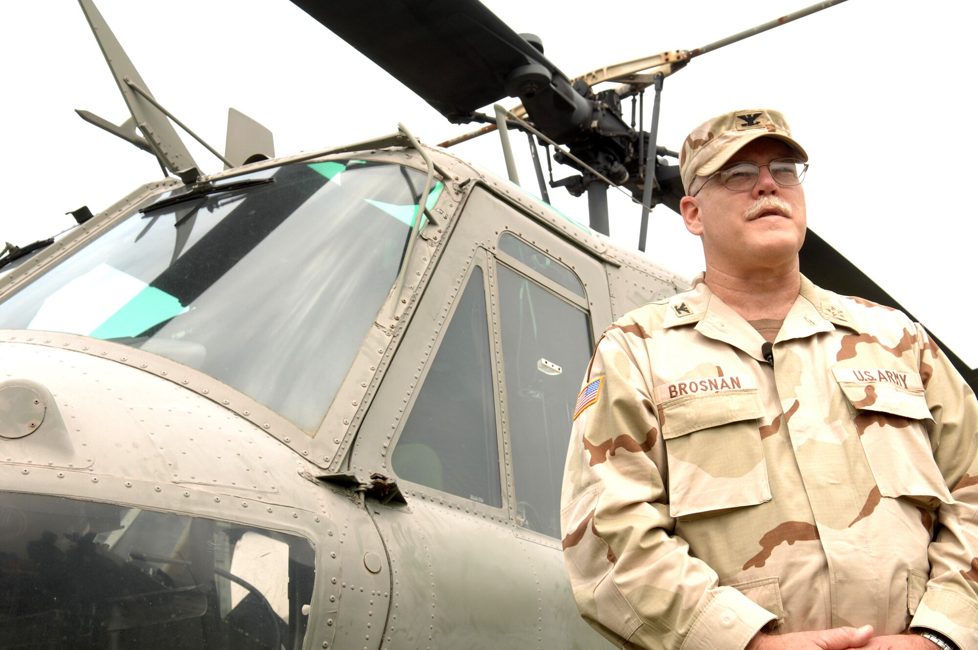 U.S. Army Col. James Brosnan, Deputy Chief of Staff of Personnel, 3rd Medical Command, Fort Gillem, Ga.,
briefs military media on the training aspects and benefits of the annual Golden Medic exercise on June 11, 2007. Golden Medic is a yearly medical exercise sponsored by the U.S. Army Reserve designed to provide a realistic training experience to participating combat support and service support units, while enhancing the overall training and readiness of Army Reserve and Air Force medical units. (U.S. Air Force photo by Senior Airman Erica J.Knight)(RELEASED)