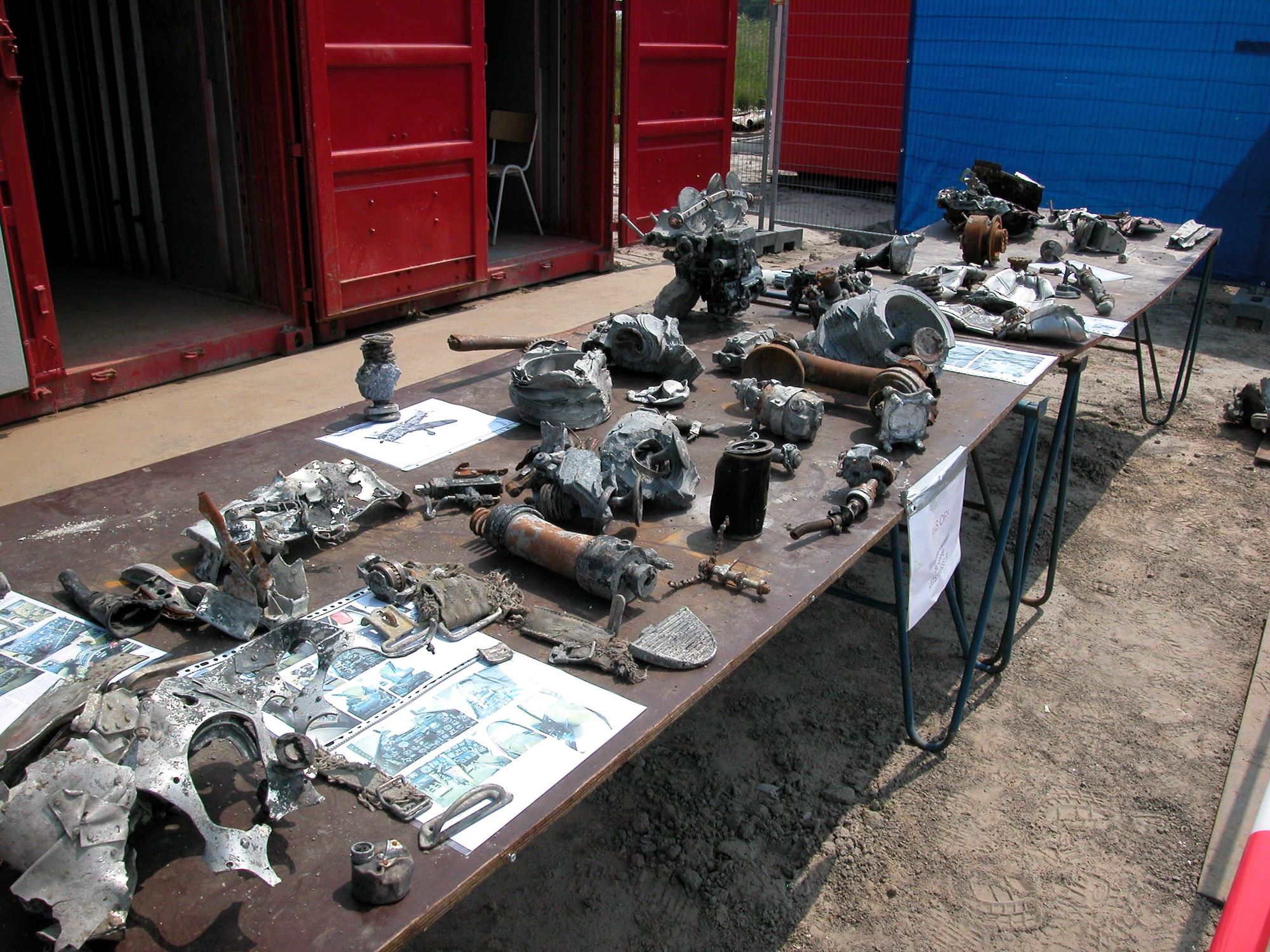 Dutch workmen stumbled across the wreckage of a U.S. World War II plane in April during a survey to establish a new industrial site. The aircraft wreckage pictured here was excavated by the Royal Netherlands Air Force and local authorities near the village of Oude-Tonge. It was identified as a U.S. Army Air Forces P-47 Thunderbolt that crashed in 1943 while escorting the withdrawal of allied bombers from a raid on the German city of Emmerich. (U.S. Air Force photo/Staff Sgt. Chad Padgett)