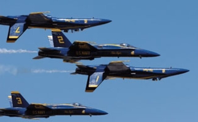 the Navy's Blue Angels were the featured aerial act for the 10th annual Star Spangled Salute. (Air Force photo by Margo Wright)