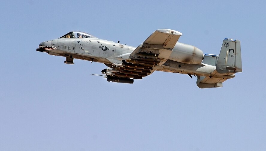 A-10 Thunderbolt IIs provide close-air support to ground troops in Afghanistan and Iraq.  The A-10's excellent maneuverability at low air speeds and altitude and its highly accurate weapons delivery make it an ideal aircraft for supporting coalition operations.  (U.S. Air Force photo/Tech. Sgt. Cecilio M. Ricardo Jr.)