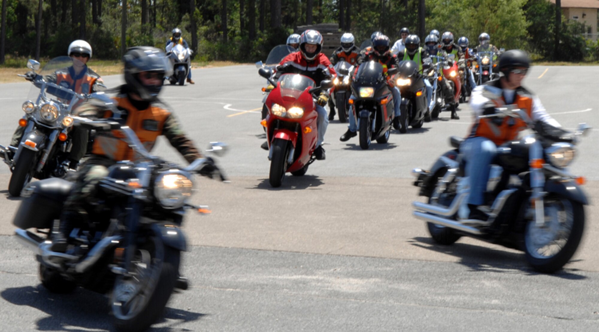 Motorcyclists head out on the annual Hurlburt Field Motorcycle Rally June 8. (U.S. Air Force photo by Senior Airman Stephanie Jacobs)