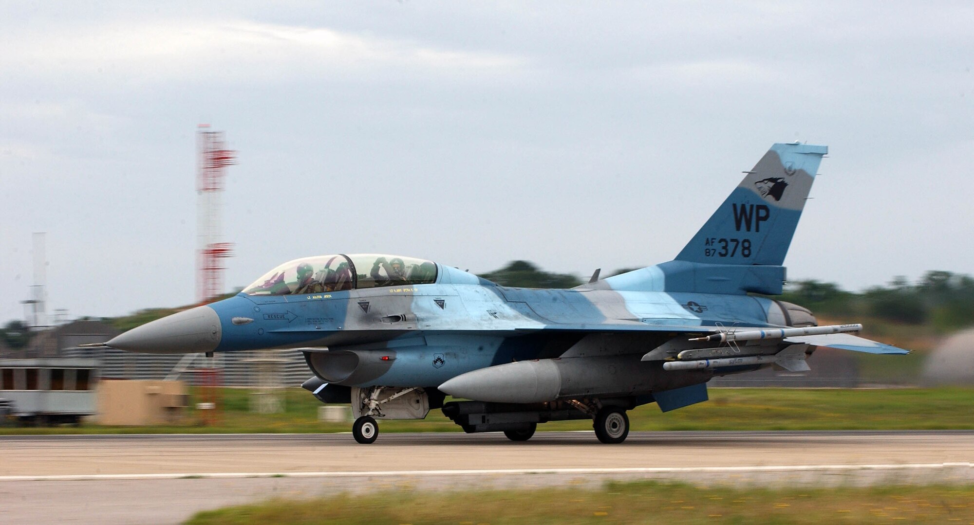 KUNSAN AIR BASE, Republic of Korea -- Pilots from the 80th Fighter Squadron show the "Juvats" pride prior to take-off.  Pilots from the 35th and 80th FS here at Kunsan AB teamed up with members from Osan AB and Republic of Korea Air Force pilots for a Combined Large Force Excercise, June 14.  The excercise is intended to increase teamwork and communication within the three forces for a more lethal response.  (U.S. Air Force photo/Senior Airman Steven R. Doty)                    