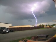 EIELSON AIR FORCE BASE, Alaska--Lighting strikes during a thunderstorm the evening of June 17 on base. Lightening storms are somewhat rare to base residents, however it is not uncommon for thunderstorms to occur in Alaska. In an average Alaska summertime, Alaska can see just as much, if not more lightening than Florida. Most thunderstorms that happen in the interior Alaska are unseen due to seclusion on a range; the ones that are seen are extremely visible as the atmosphere gets thinner closer to the North Pole (and South Pole) and storms generally sit closer to ground because of that. (U.S. Air Force photo by Staff Sgt. Kevin Carter)