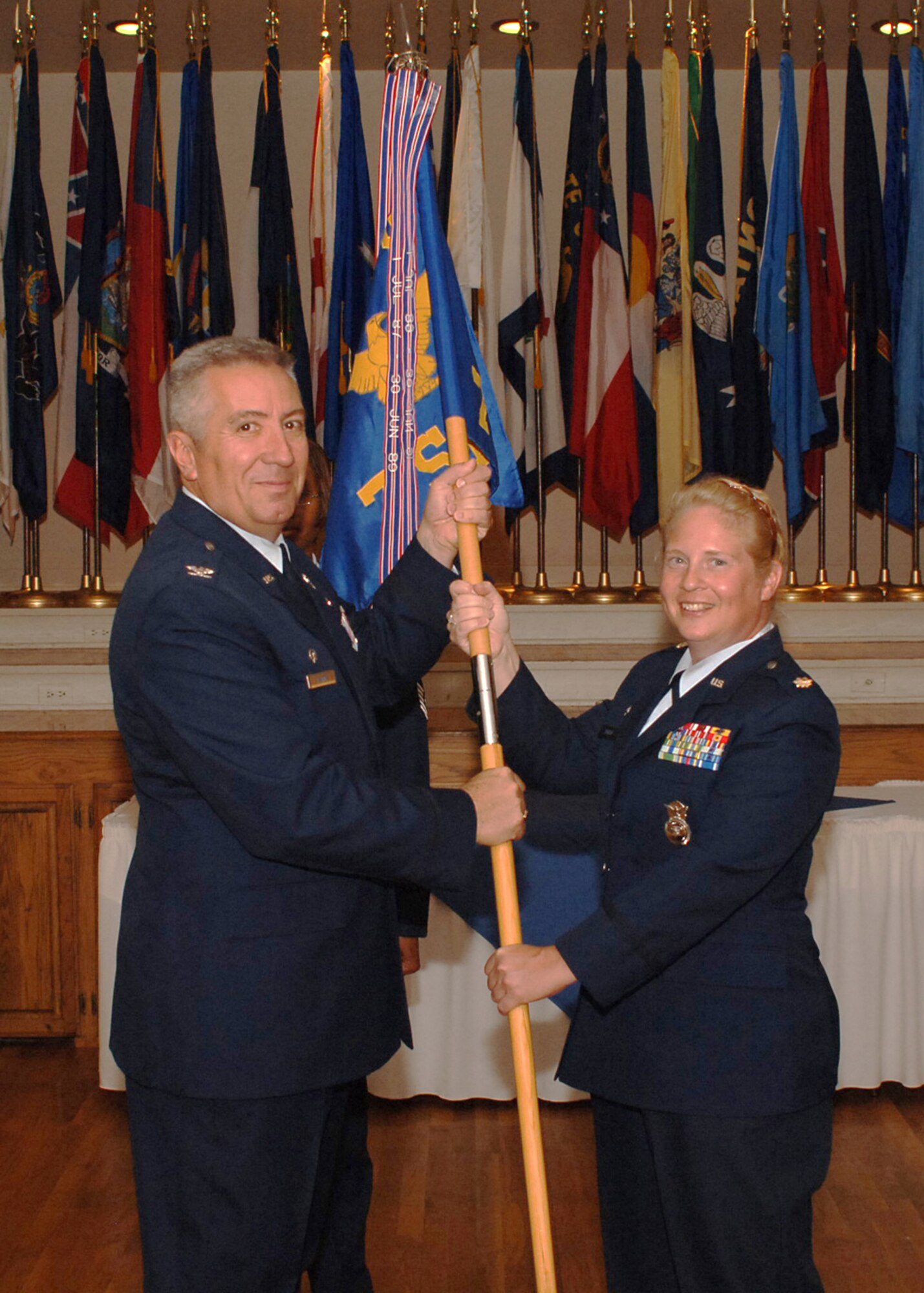 DYESS AIR FORCE BASE, Texas-- Major Frances K. Dorish assumes command over the 7th Security Forces Squadron from Col. James M. Hammes III, 7th Mission Support Group commander, at a change of command ceremony June 18. (U.S Air Force photo by Airman 1st Class Felicia Juenke)
