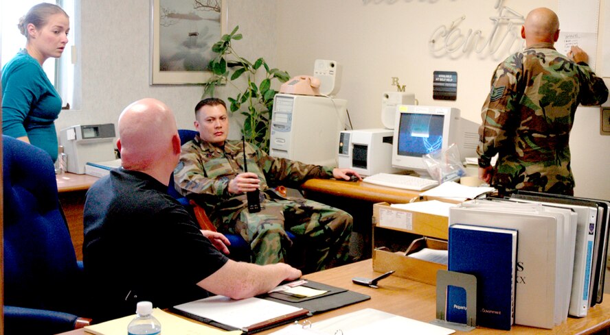 Members of Warren’s security forces negotiation team set up a work station close to the hostage location to negotiate with the kidnappers and help defuse the situation. 