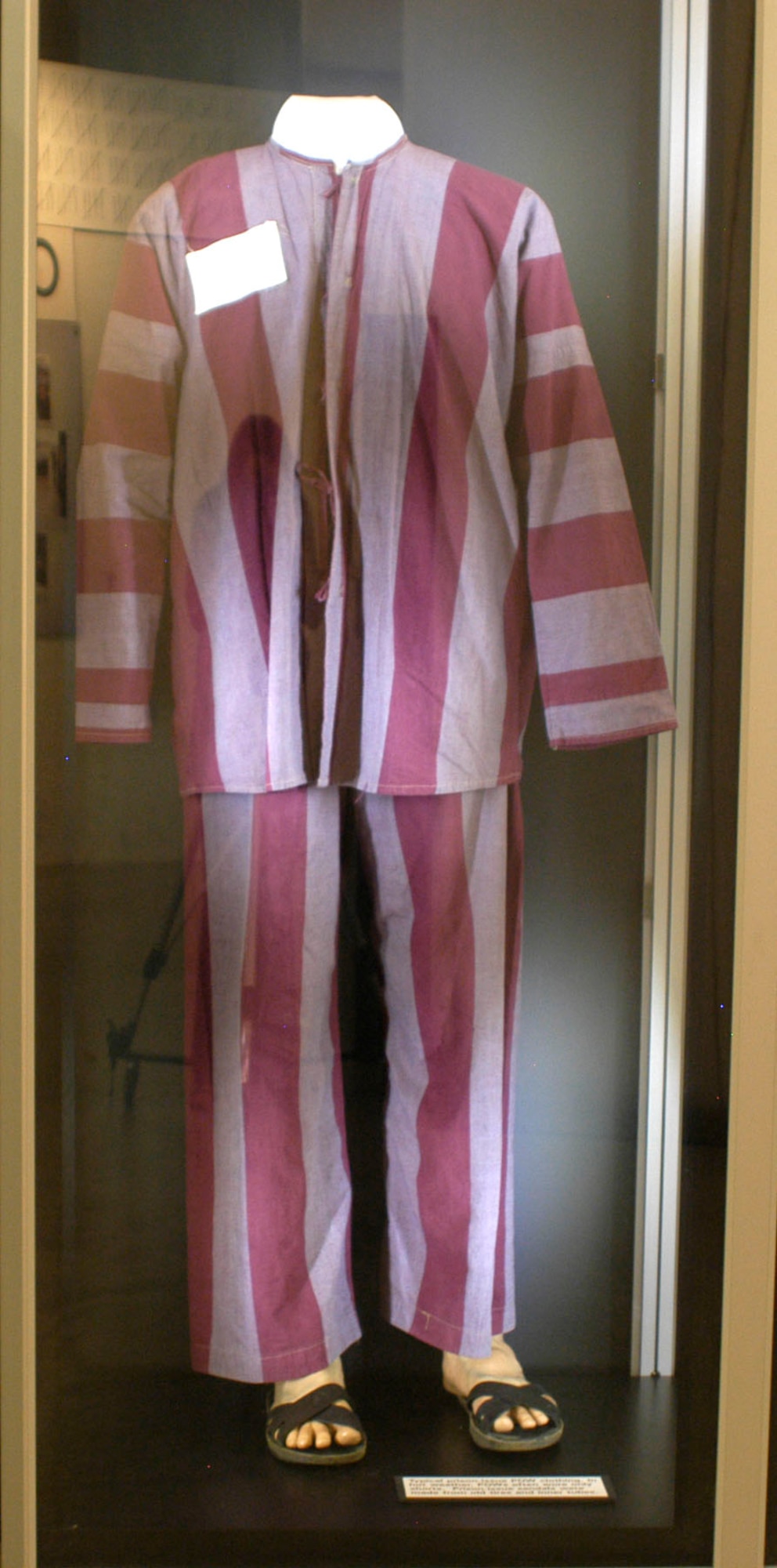 DAYTON, Ohio - Prison-issue POW clothing on display in the Southeast Asia War Gallery at the National Museum of the U.S. Air Force. (U.S. Air Force photo)