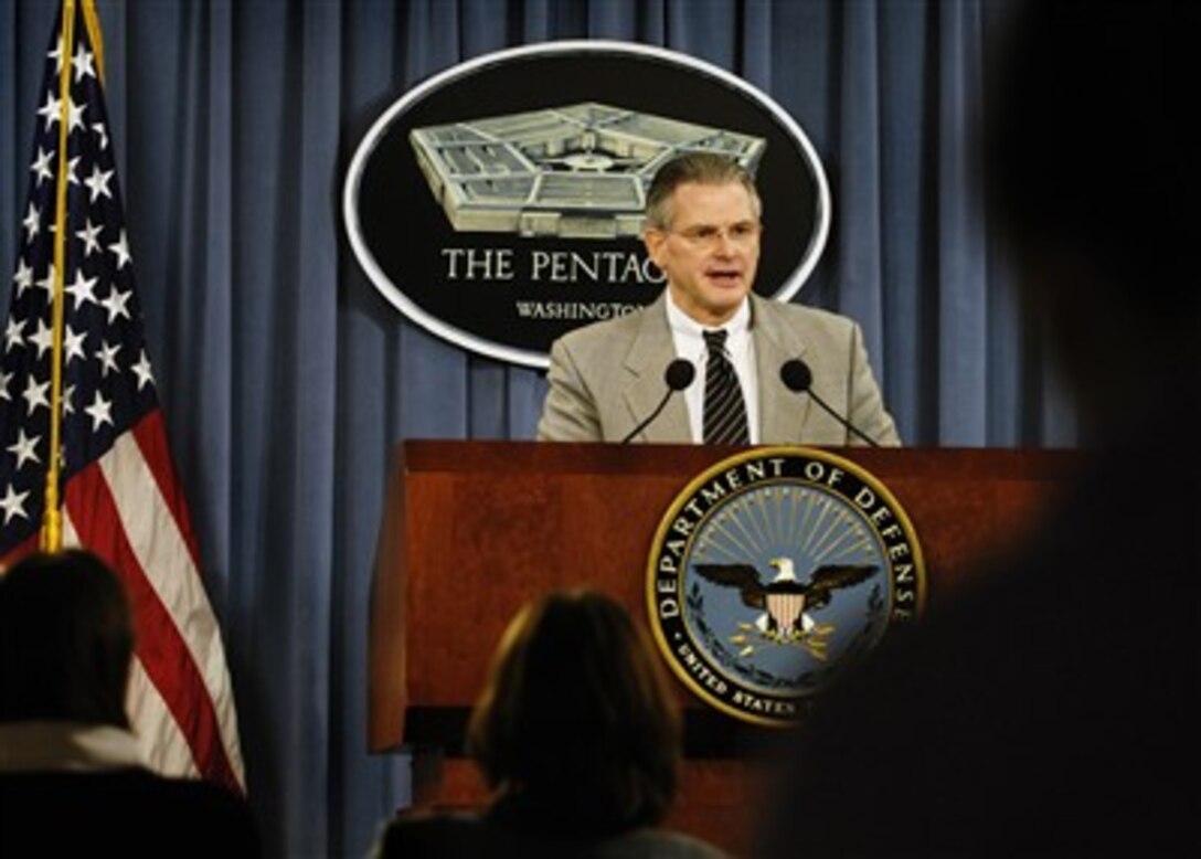 Principal Deputy Under Secretary of Defense for Policy Ryan Henry conducts a press conference about U.S. Africa Command at the Pentagon, June 21, 2007.