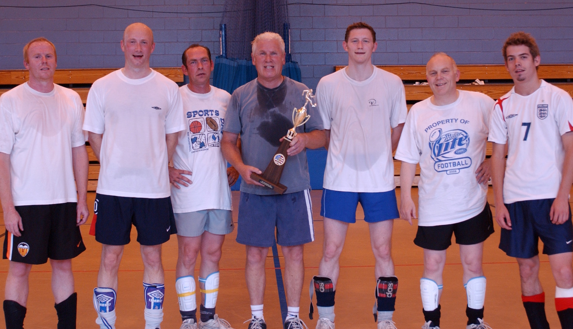 The 100th Civil Engineer Squadron championship team. From Left: Martin Parker, George Lebeau, Neil Houghton, Keith Ginifer, Darren Odey, Stirling Askew and Geoff Gough. (Air Force photo Airman Brad Smith)