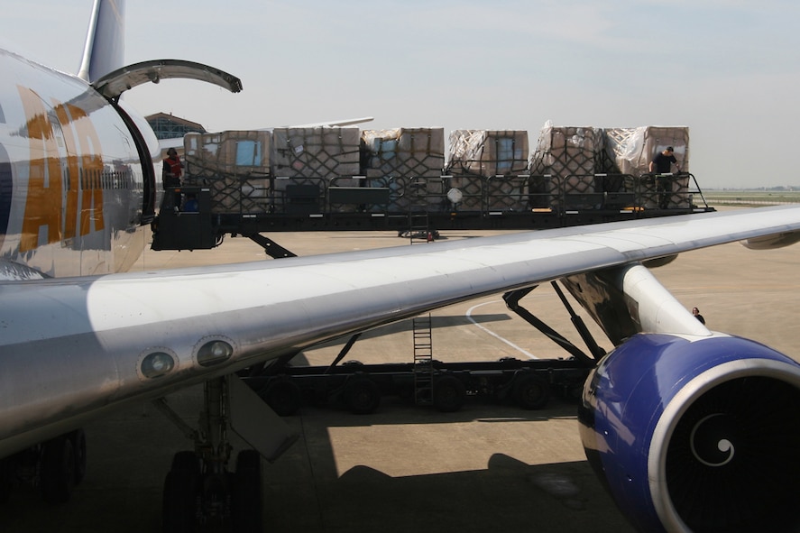 OSAN AIR BASE, Republic of Korea – Members of the 731st Air Mobility Squadron, teamed up with 51st Fighter Wing and 25th Transportation Battalion to deploy a cargo operations team of 41 personnel to Gimhae during Osan’s runway repair.  The team serviced 11 aircraft and processed 354 pallets, totaling 583 short tons of cargo