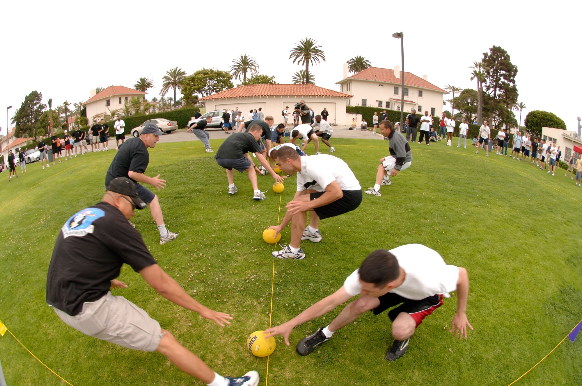 Dodge ball was one of several events at the 2007 SMC Sports Day, June 15. The Space Superiority Systems Wing took the day’s overall title. (Photo by Paul Testerman)