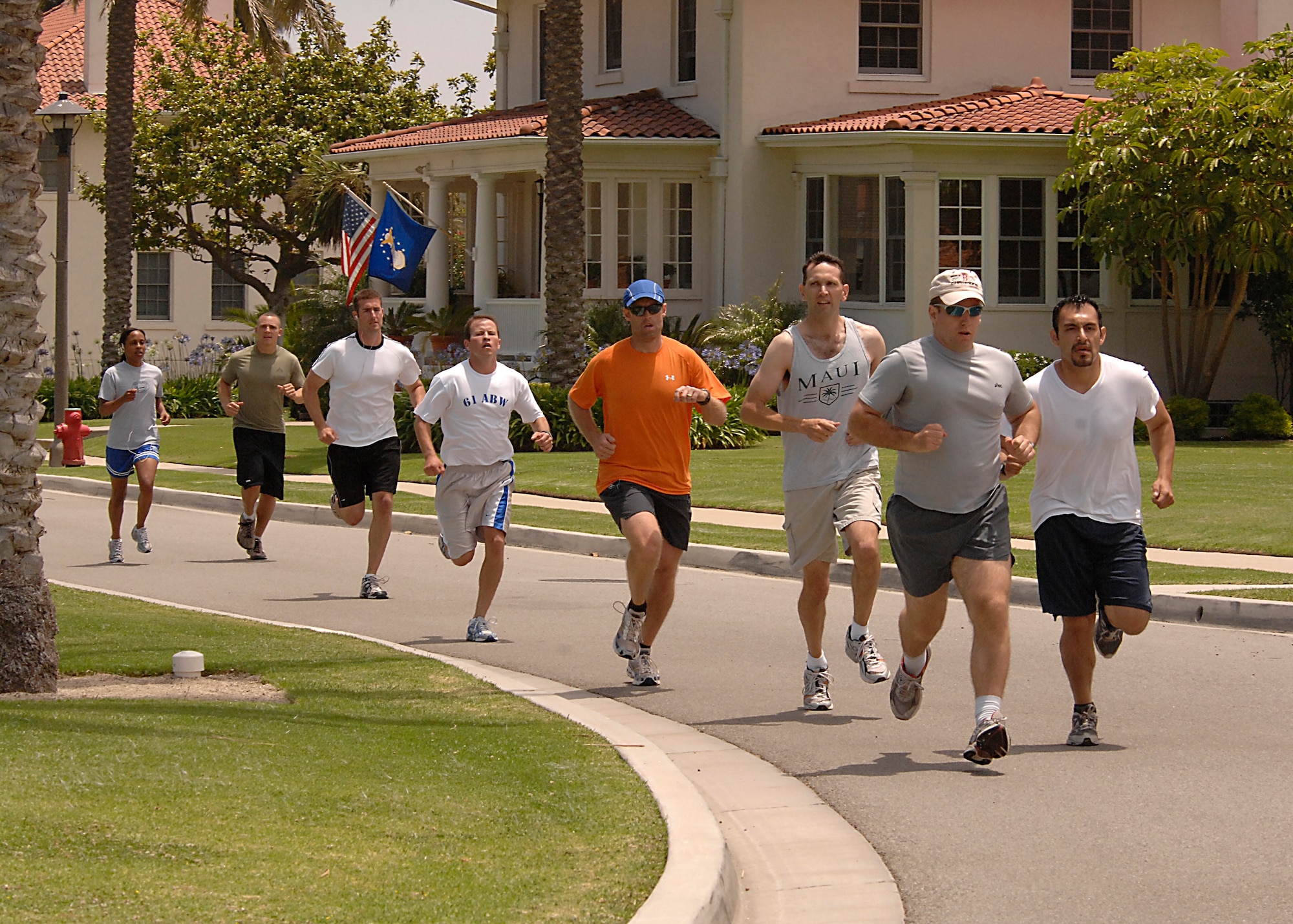 The 1 ½ mile run was part of the War Fit Challenge event at the 2007 SMC Sports Day, June 15. The Space Superiority Systems Wing took the day’s overall title. (Photo by Joe Juarez)