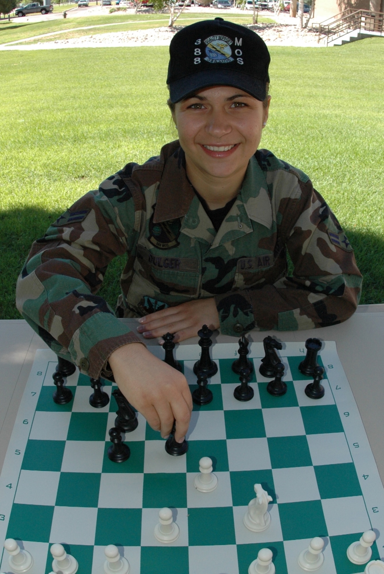 Airman 1st Class Elena Dulger, 388th Maintenance Operations Squadron, won the Hill Air Force Base chess tournament and took second place at the Air Force Materiel Command tournament. (U.S. Air Force photo by Beth Young)