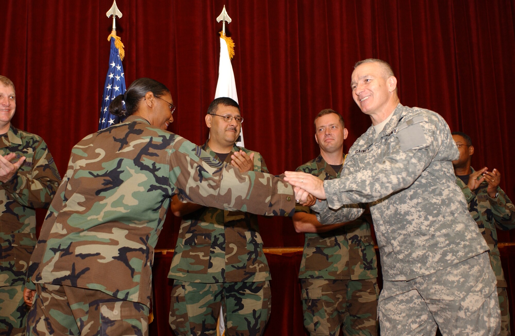 OSAN AIR BASE, Republic of Korea -- Osan hosted the Senior Enlisted Advisor to the Chairman of the Joint Chiefs of Staff, Sergeant Major William Gainey Thursday, June 21 during his tour through the Pacific region.  Enlisted leadership invited Sgt. Major Gainey to the base to talk to enlisted members about key issues.  (U.S. Air Force photo by Airman First Class Jason Epley)