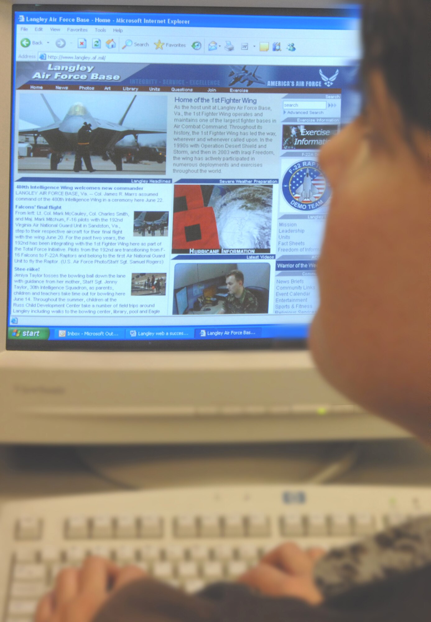 People can view the latest Langley Air Force Base news by visiting the base's official Web site, www.langley.af.mil. (U.S. Air Force photo/Senior Airman Tabitha Kuykendall)