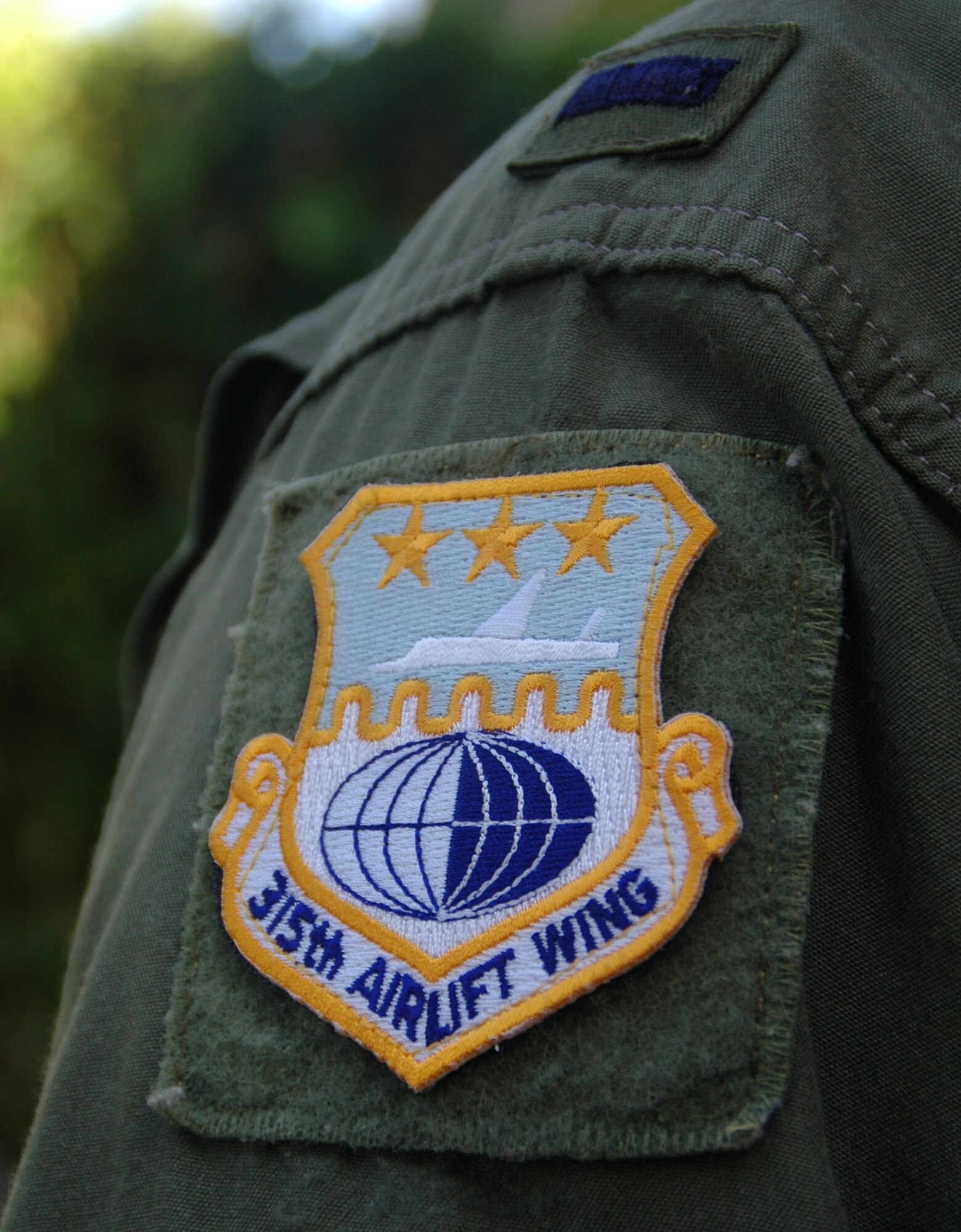 The 315th Airlift Wing patch will be worn by the Air Force Academy's football team during the 2007 football season.  (Photo by Capt. Wayne Capps, USAFR)
