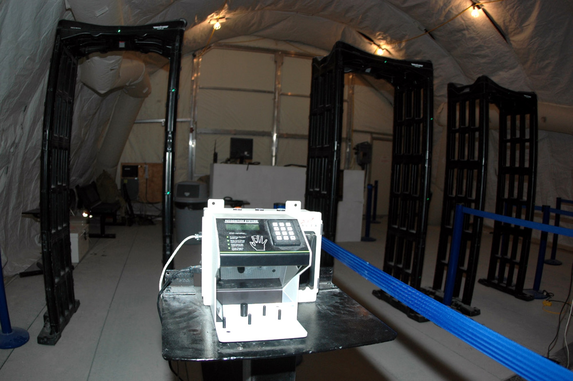 A Defense Biometric Identification Database System has been installed at a base in Southwest Asia to help make operations there safer and more secure. The new system allows for tighter security while processing people on and off base more quickly. (U.S. Air Force photo/Senior Airman Clark Staehle)