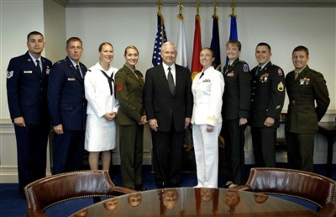 Secretary of Defense Robert M. Gates meets with U.S. military members involved with the "Why We Serve" program at the Pentagon, June 29, 2007. Why We Serve is a speakers' outreach program intended to re-connect the men and women of the U.S. Armed Forces with those they serve: The American people.