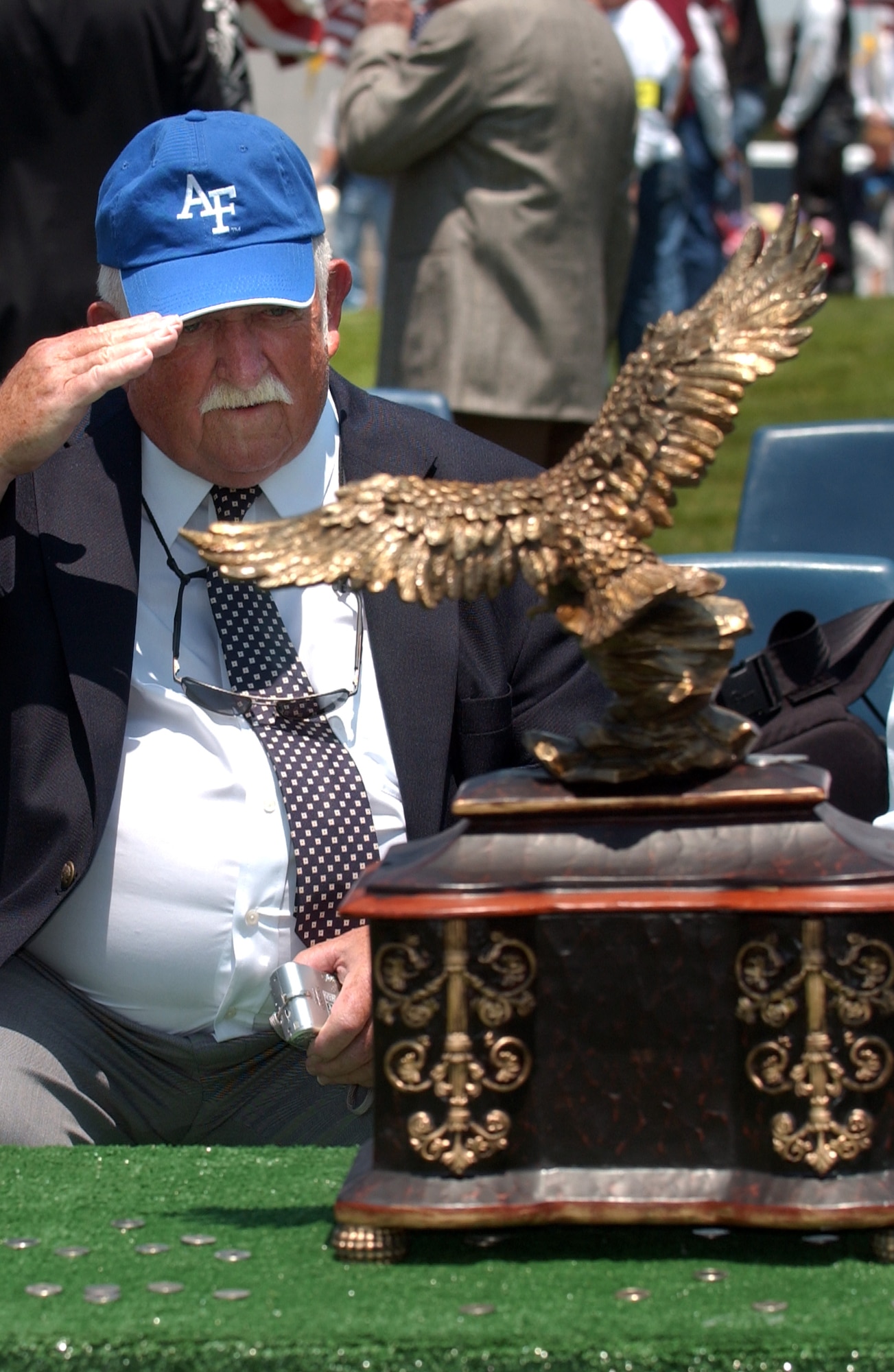 Colonel Charlie Spickle, USAF (ret) of Dayton OH renders a final salute to Brig Gen Robin Olds who passed away June 14, 2007 at the age of 84.  Gen Olds was buried at the Air Force Academy, where he served as commandant of cadets from 1967 to 1971.   (U.S. Air Force Photo/Danny Meyer)

