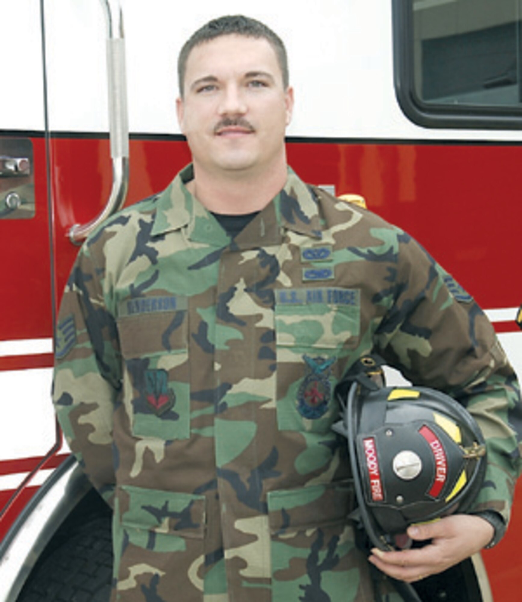 Staff Sgt. Kevin Henderson, 23rd Civil Engineer Squadron firefighter crew chief, is the warrior of the week for March 2. (Air Force photo by Senior Airman Javier Cruz)
