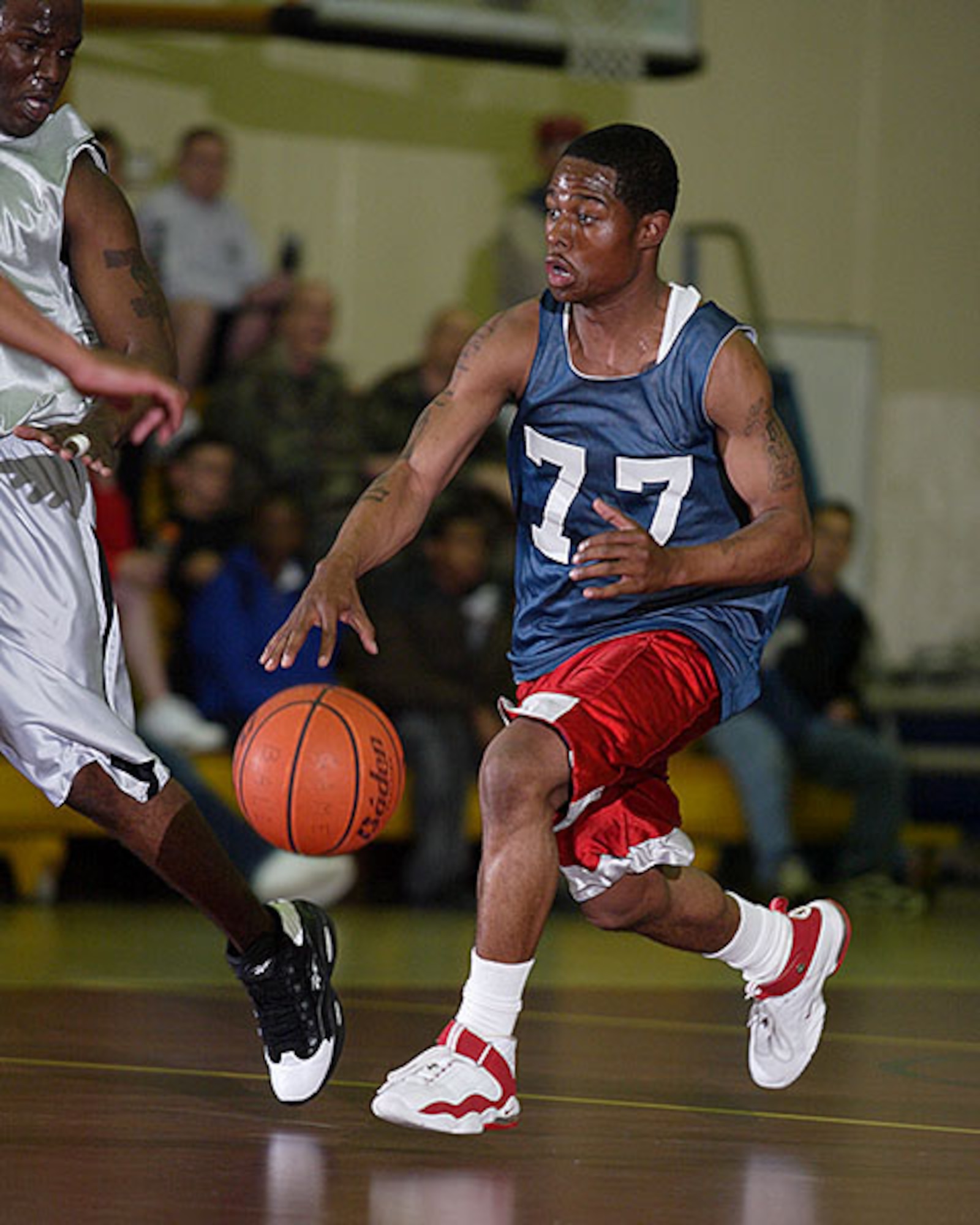 The 39th Civil Engineer, Mission Support and Services Squadron combined team beat the 39th Security Forces Squadron 48-44 in the Intramural Basketball Championship game at the fitness center Feb. 28. (U.S. Air Force photo by Ismael Gomez)