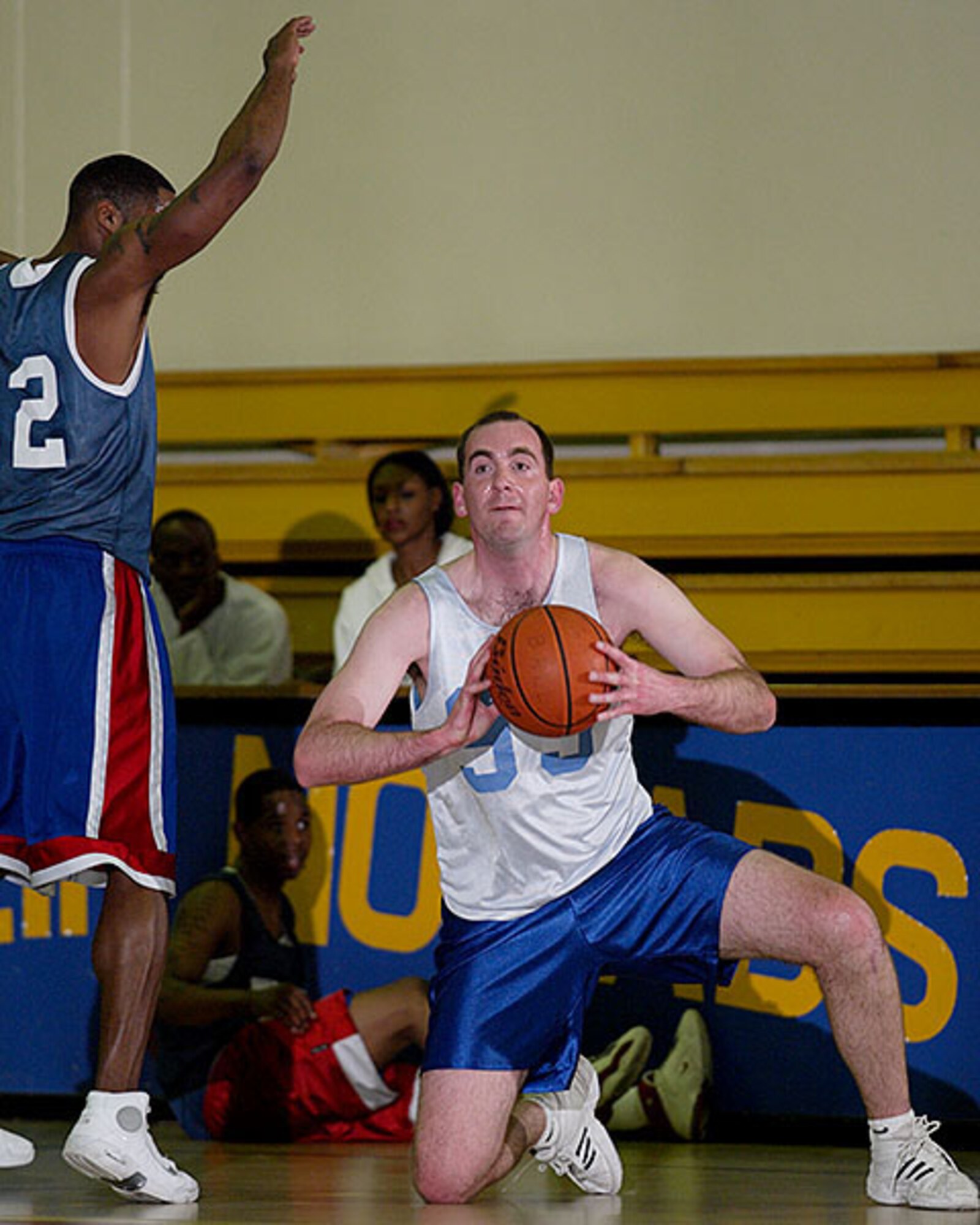 The 39th Civil Engineer, Mission Support and Services Squadron combined team beat the 39th Security Forces Squadron 48-44 in the Intramural Basketball Championship game at the fitness center Feb. 28. (U.S. Air Force photo by Ismael Gomez)