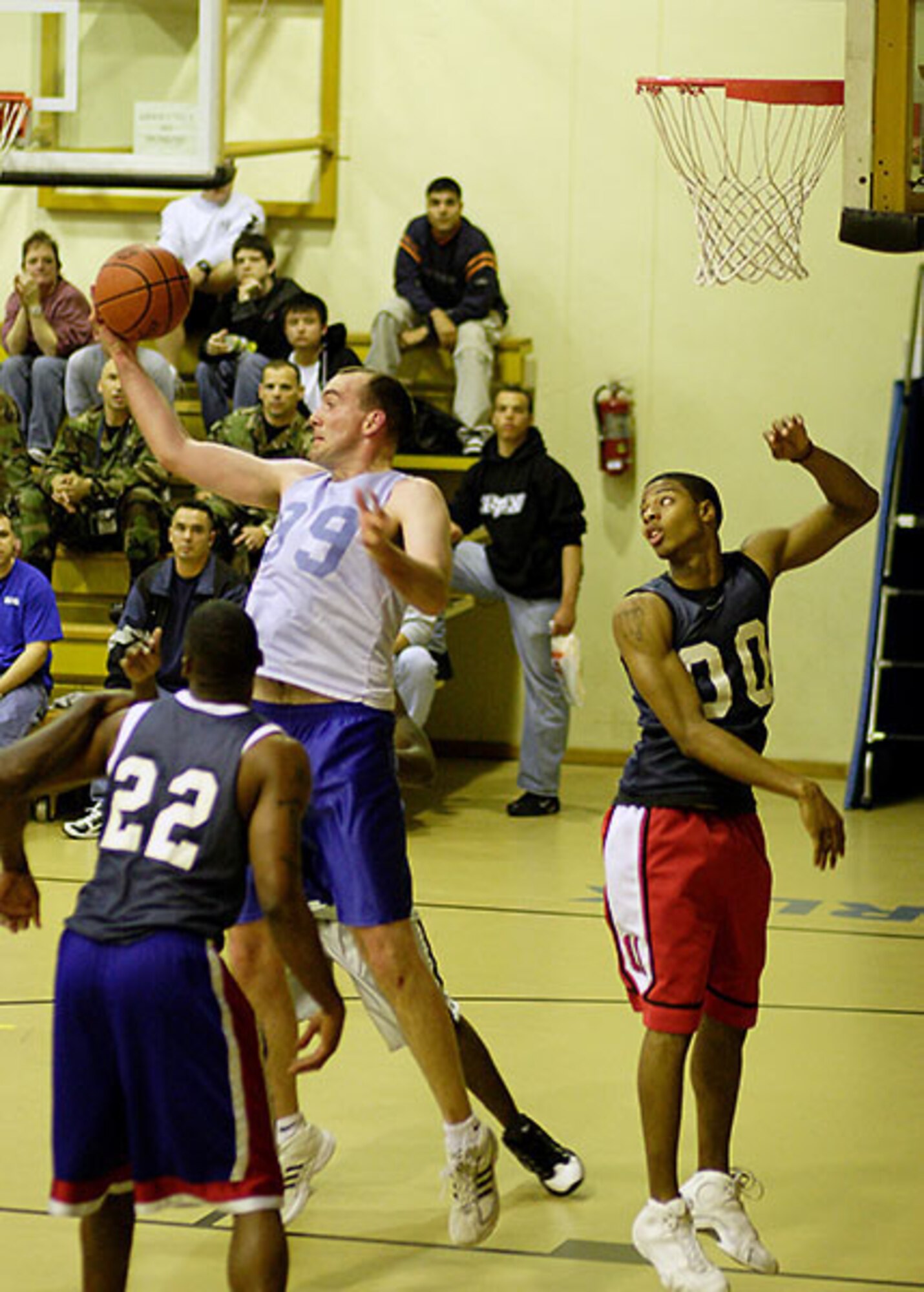 The 39th Civil Engineer, Mission Support and Services Squadron combined team beat the 39th Security Forces Squadron 48-44 in the Intramural Basketball Championship game at the fitness center Feb. 28. (U.S. Air Force photo by Ismael Gomez)