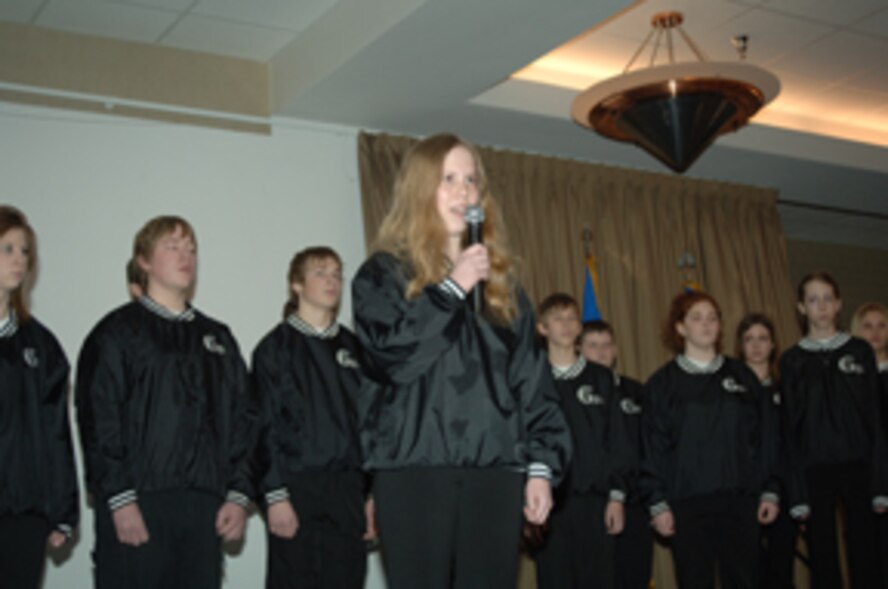 The Grand Cities Children's Choir sang hymns during the National Prayer Luncheon here Feb. 28. (U.S. Air Force photo/ Senior Airman SerMae Lampkin)