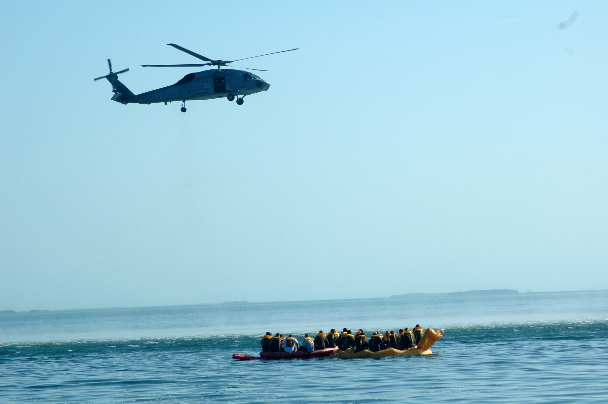 NAVY KEY WEST, FL -- Westover Flyers from the 337th Airlift Squadron get water survival in the sunny waters of Florida. This three day training includes pilots, flight engineers and loadmasters. (U.S. Air Force photo by Staff Sgt. Thomas R. Ouellette)
