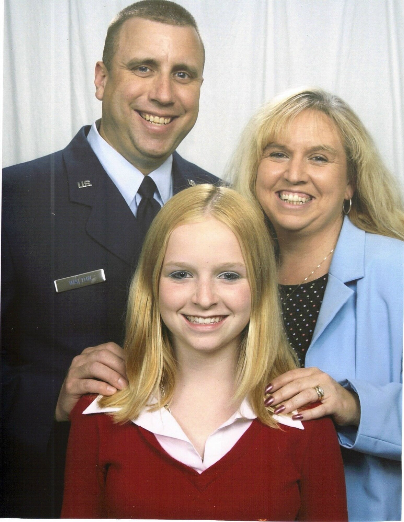 GRISSOM AIR RESERVE BASE, Ind., -- A family portrait of The Walton Family, consisting of Tech. Sgt. Phillip Walton, 49th Aerial Port Flight, his wife Jane and daughter Destiny Owens. The Walton family expressed appreciation to the Grissom community who were supportive to the family following the death of Destiny just days before her 15th birthday. (Courtesy Photo)