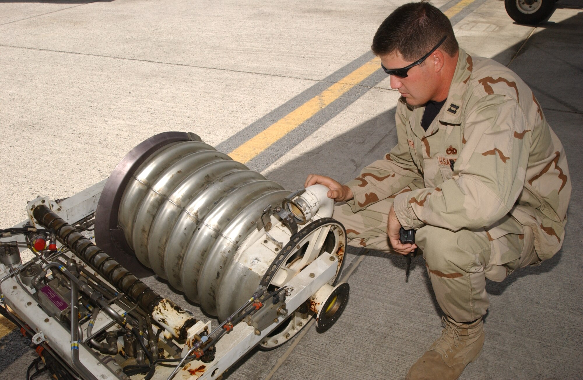 Capt. Timothy Smith, 660th Aircraft Maintenance Squadron operations officer, recently won the 2006 Air Force Lieutenant General Leo Marquez Award, awarded to maintainers who have demonstrated the highest degree of sustained job performance, job knowledge, job efficiency. During 2006, Captain Smith was selected for the prestigious Advanced Maintenance and Munitions Officer School and deployed in support of the area of responsibility’s air refueling operation where he supplied 20 percent of the AOR’s fuel. (U.S. Air Force photo)