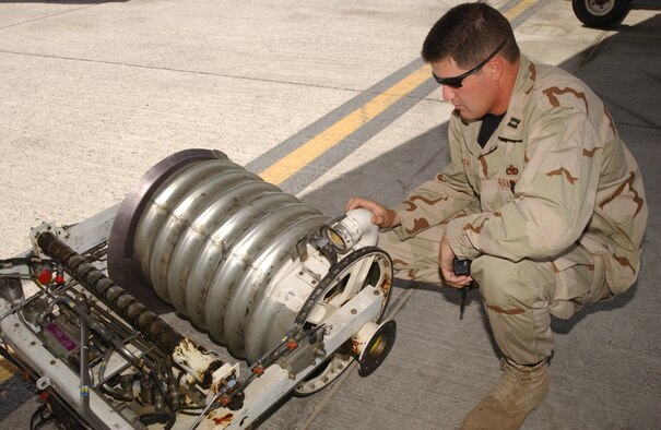Capt. Timothy Smith, 660th Aircraft Maintenance Squadron operations officer, recently won the 2006 Air Force Lieutenant General Leo Marquez Award, awarded to maintainers who have demonstrated the highest degree of sustained job performance, job knowledge, job efficiency. During 2006, Captain Smith was selected for the prestigious Advanced Maintenance and Munitions Officer School and deployed in support of the area of responsibility’s air refueling operation where he supplied 20 percent of the AOR’s fuel. (U.S. Air Force photo)