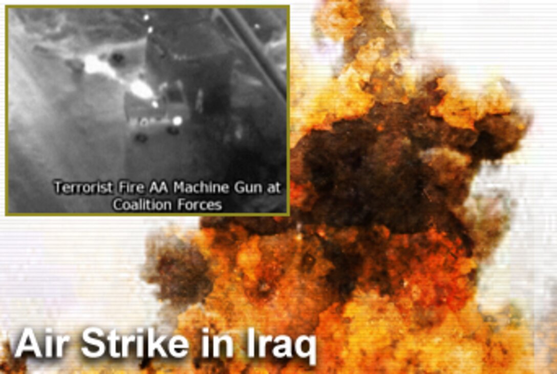 Coalition forces targeted members of an al-Qaeda network March 2 during an air strike operation west of Taji, Iraq.Intelligence reports indicated that the network is responsible for threats to coalition aircraft. It is believed that key terrorists were killed during the air strike. (U.S. illustration/Mike Carabajal) 