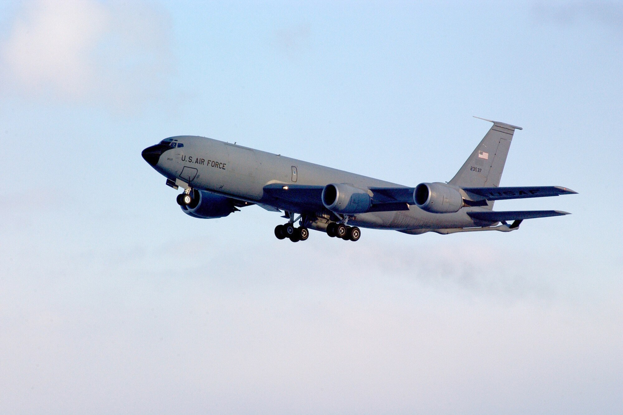 Taking off from Selfridge Air National Guard Base, Mich., is a 927th Air Refueling Wing (Air Force Reserve) KC-135R Stratotanker.                              