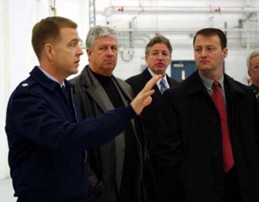 ANDREWS AIR FORCE BASE, Md. -- Lt. Col. Richard Neely, an executive officer with the Illinois Air National Guard 183rd Fighter Wing, gives some input during a "Center of Influence" visit here March 8. About a dozen civilian and military senior leaders came here to tour base facilities and learn how leadership support of Guard and Reserve is vital to national defense. The visitors come to Washington, D.C., at the invitation of the Illinois Adjutant General in the interest of promoting the total force concept. (U.S. Air Force photo/Staff Sgt. Amaani Lyle)
